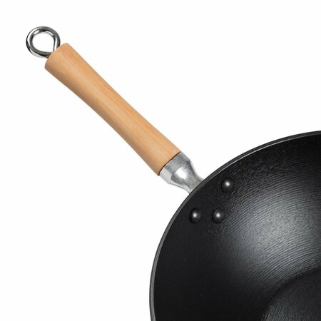 Joyce Chen Professional Series Cast Iron Wok with Maple Handles, 14-In. J23-0001